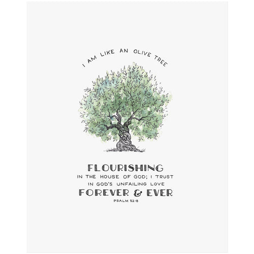 Flourishing Olive - Psalm 52:8 Scripture Art Print